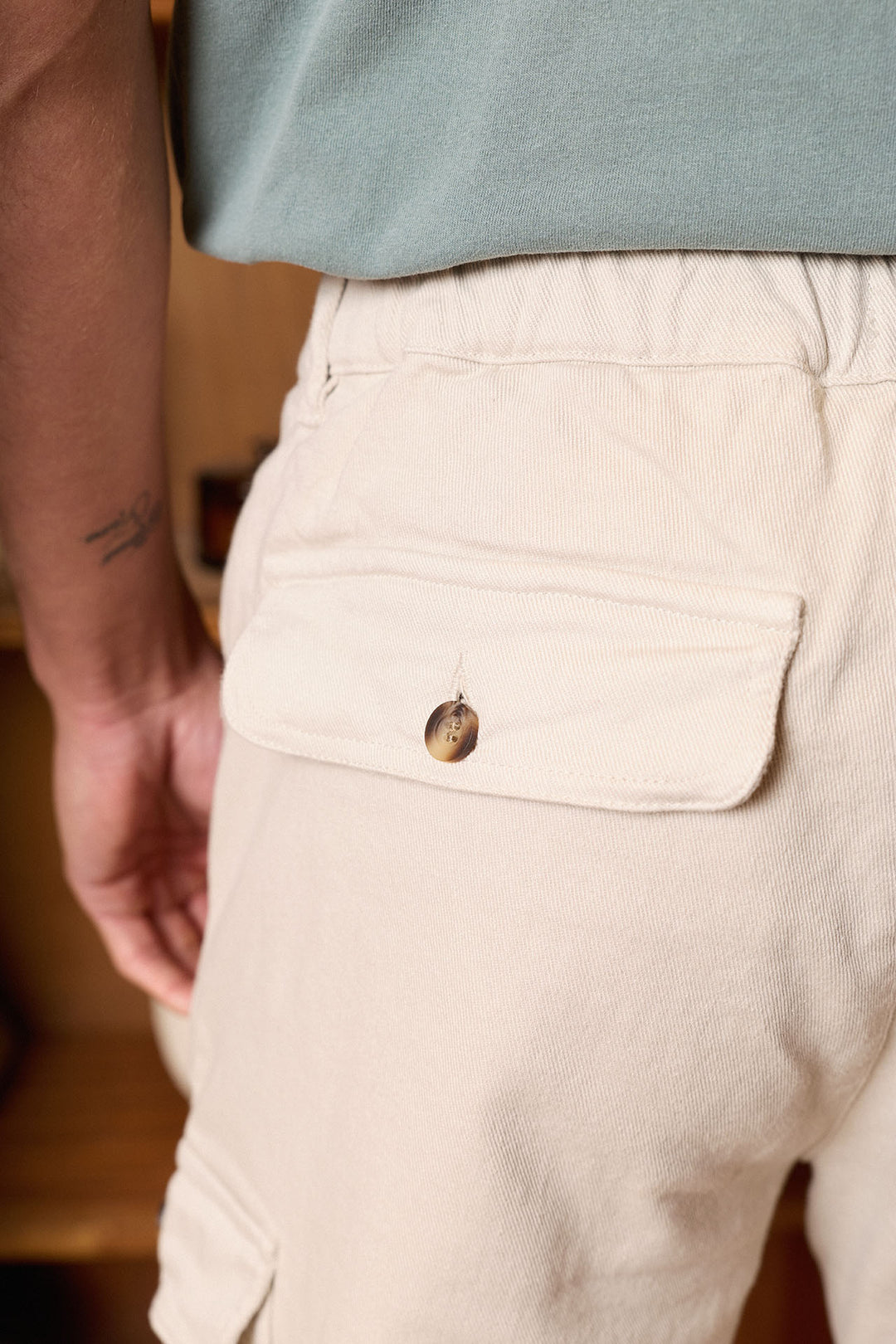 Pantalón Cargo Cintura Goma Algodón Hielo