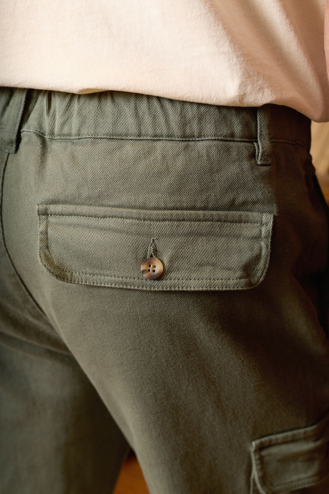 Pantalón Cargo Cintura Goma Algodón Verde