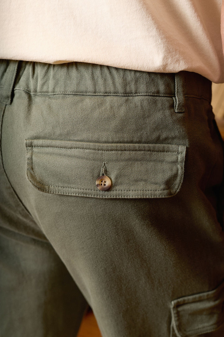 Pantalón Cargo Cintura Goma Algodón Verde