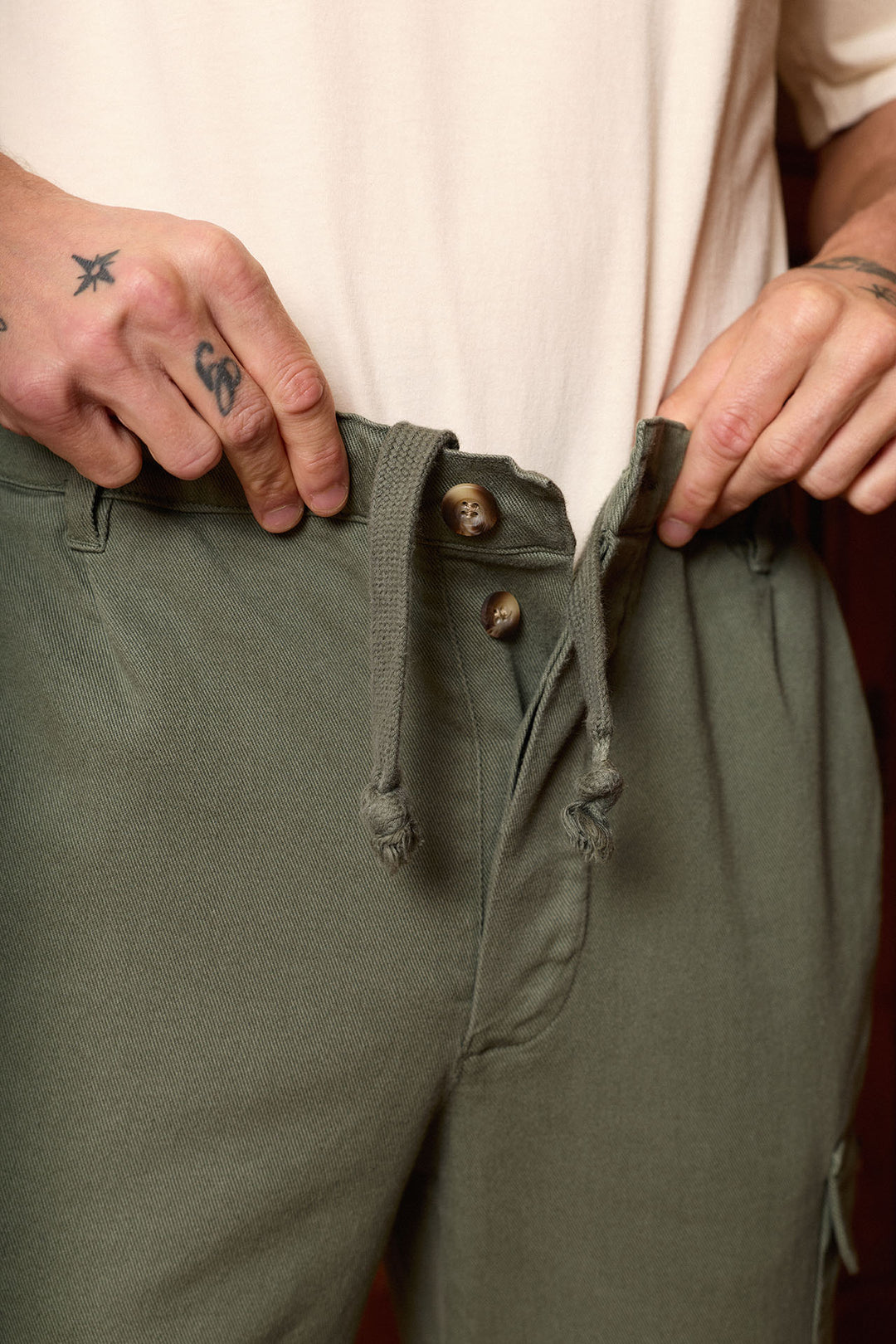 Pantalón Cargo Cintura Goma Algodón Verde