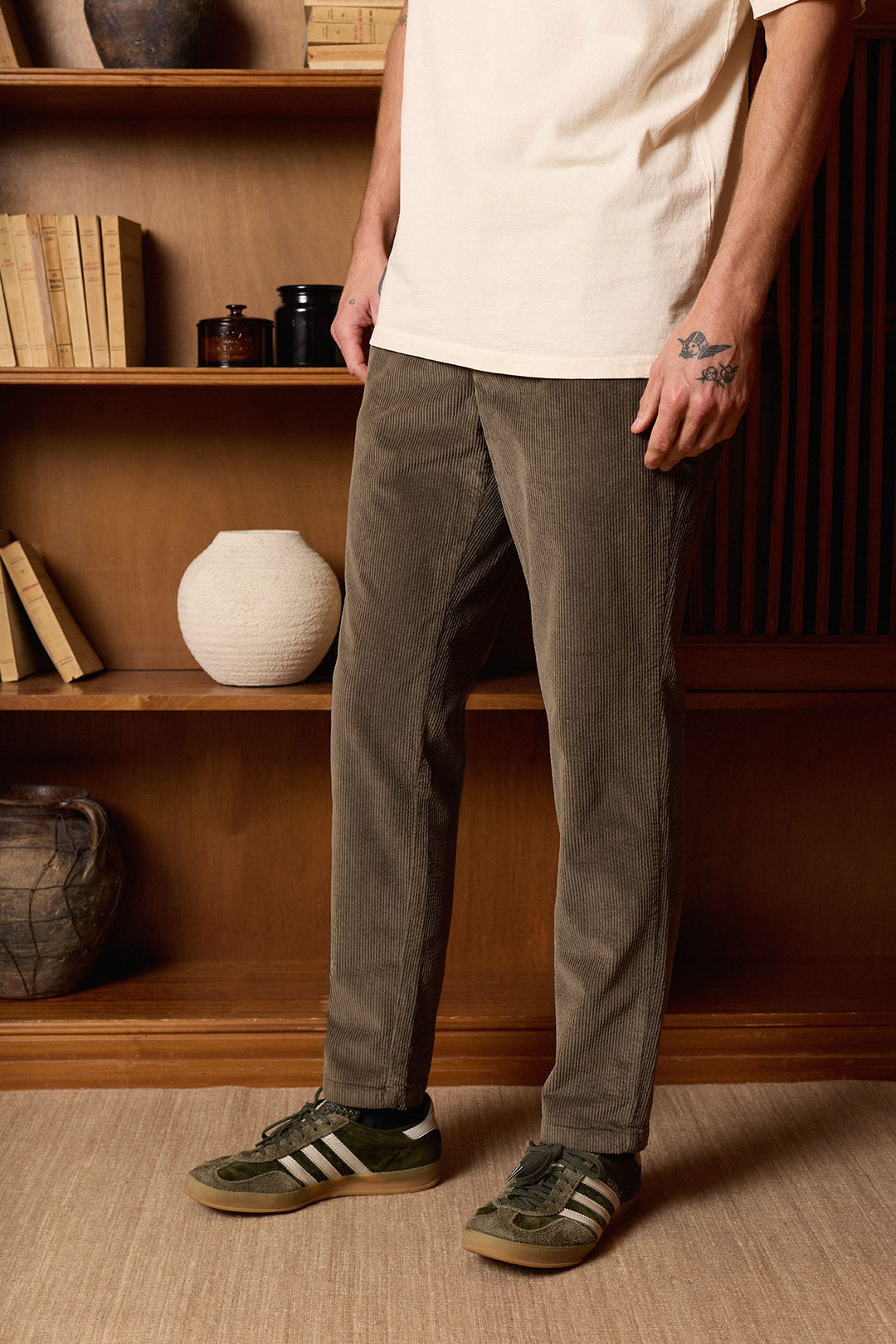 Pantalón Pana Cintura Goma Khaki