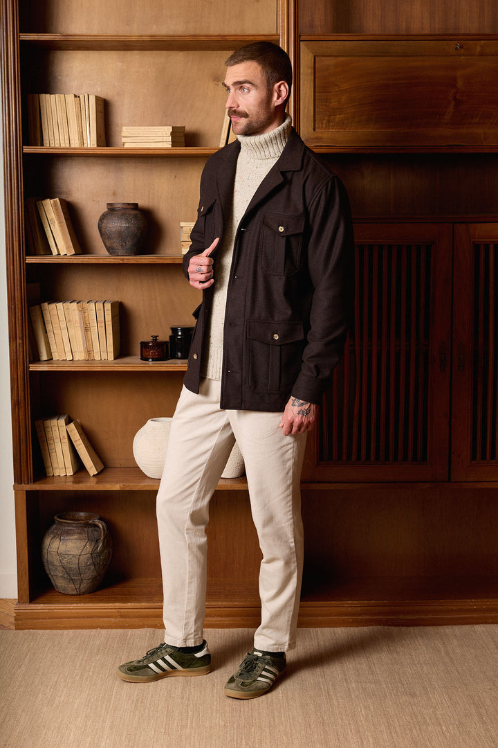 Sobrecamisa Lana Marrón Liso