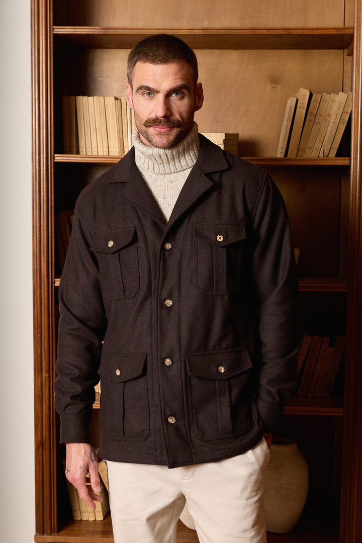 Sobrecamisa Lana Marrón Liso