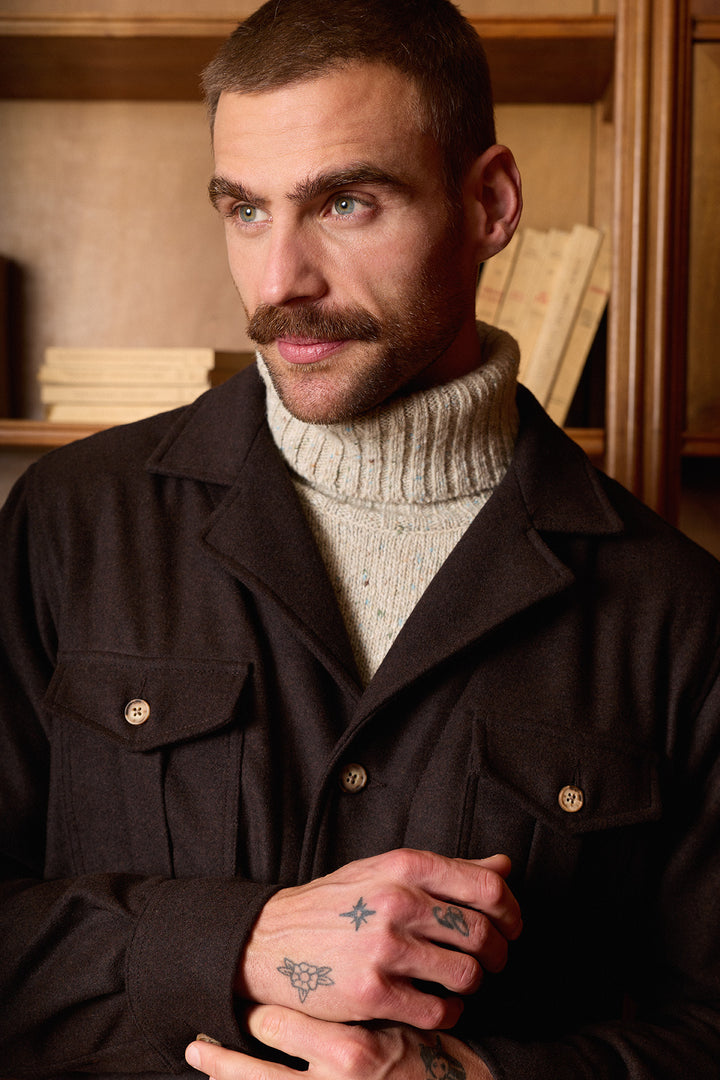 Sobrecamisa Lana Marrón Liso