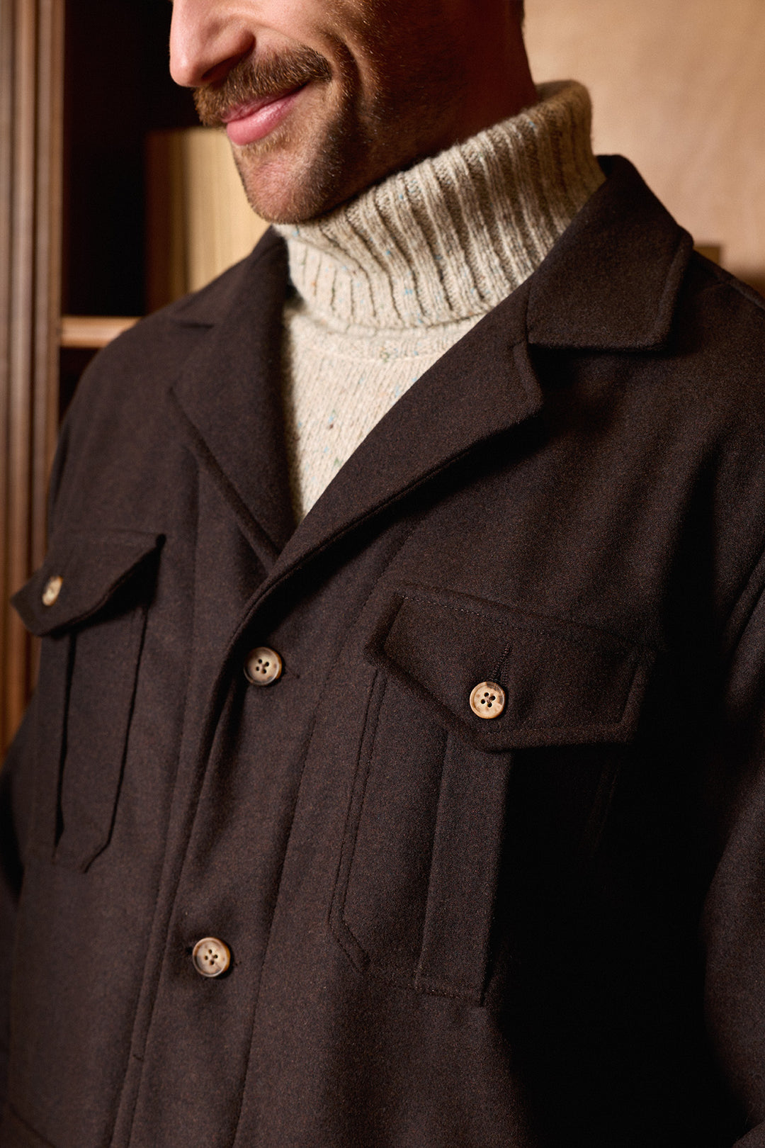 Sobrecamisa Lana Marrón Liso
