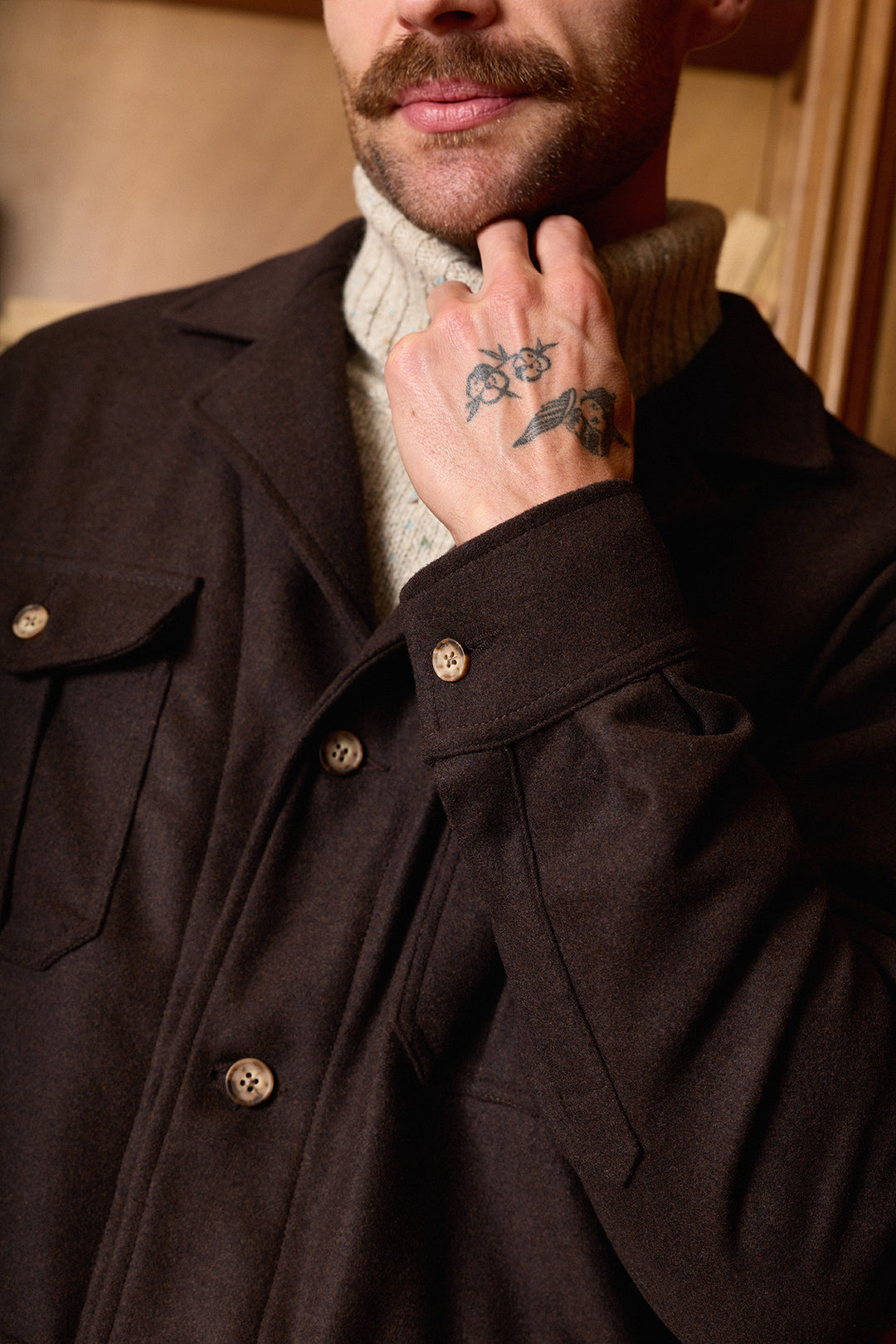 Sobrecamisa Lana Marrón Liso