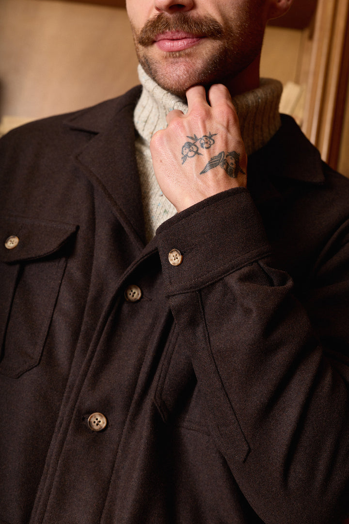 Sobrecamisa Lana Marrón Liso