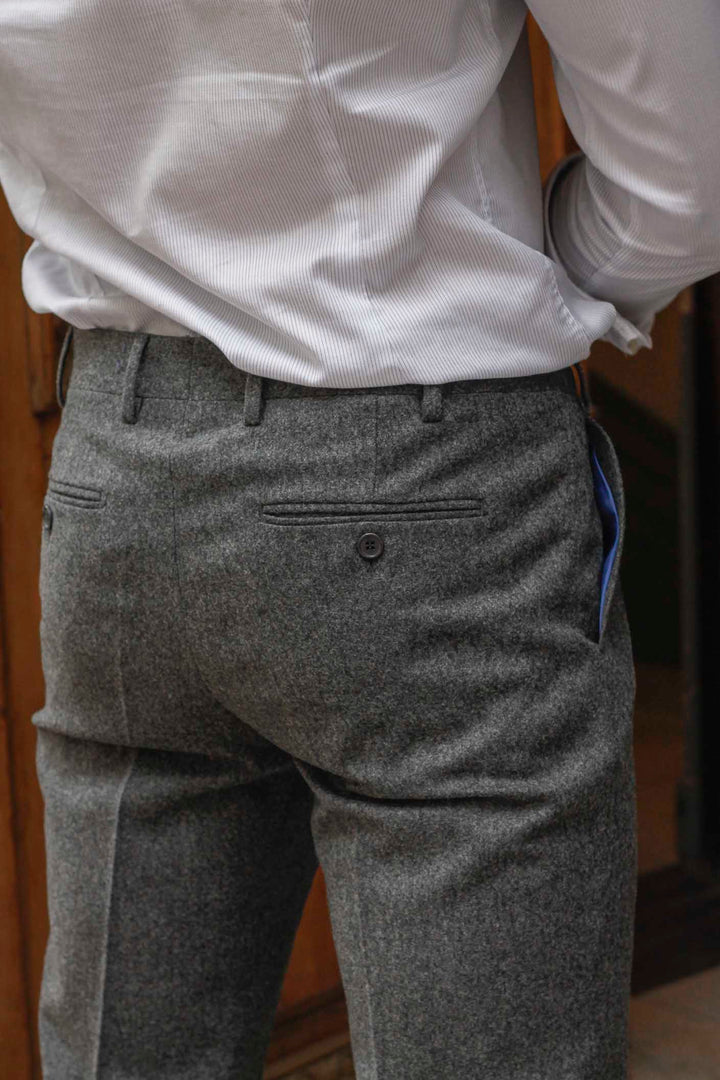Medium Gray Flannel Dress Pants Double Front Pleat