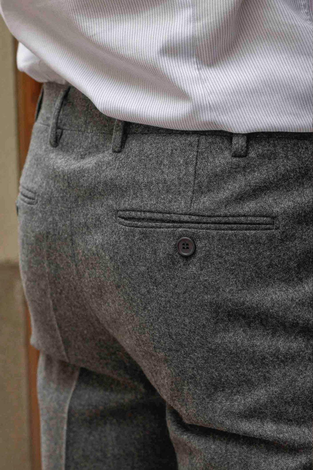 Medium Gray Flannel Dress Pants Double Front Pleat