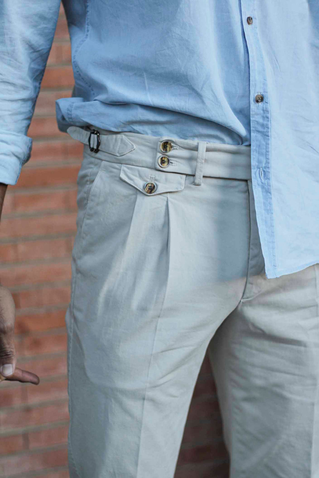 Chino Sartorial Twill Beige Double Front Pinch and Girdles
