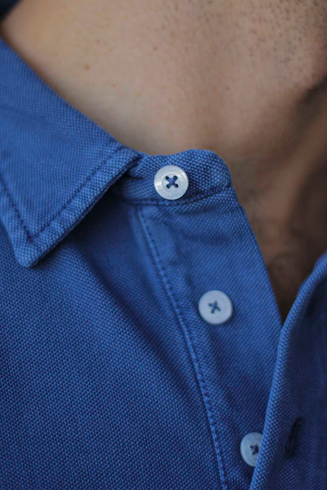 Navy Blue Long Sleeve Piqué Polo