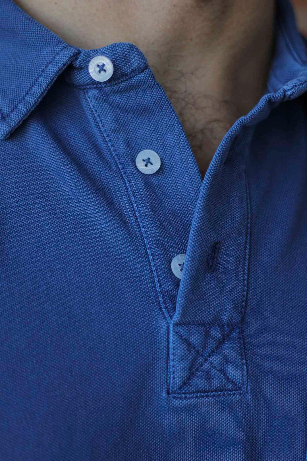 Navy Blue Long Sleeve Piqué Polo