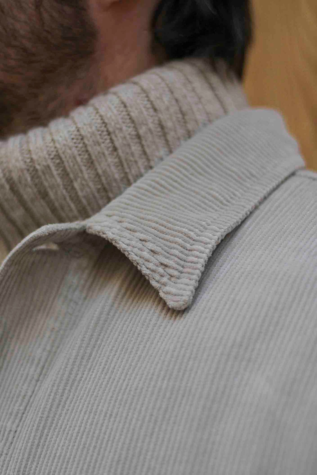 Medium Worn Ivory Thick Corduroy Overshirt
