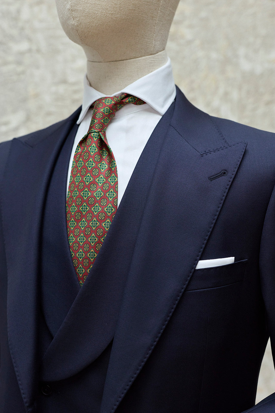 Navy Blue 3 Piece Suit with 10.5cm Peak Lapels