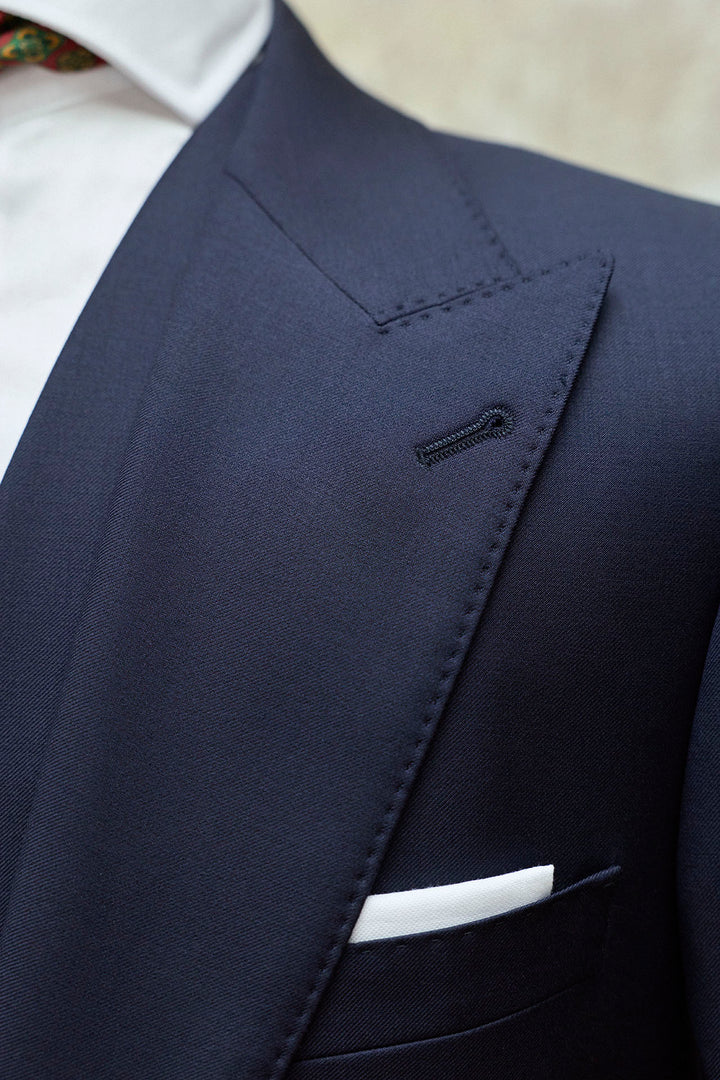 Navy Blue 3 Piece Suit with 10.5cm Peak Lapels