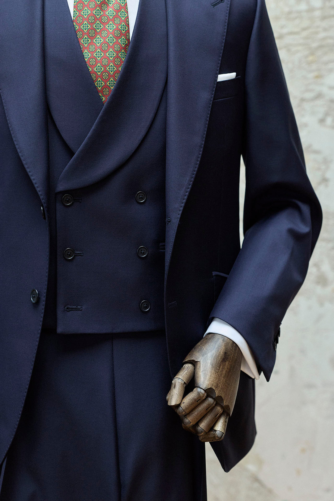 Navy Blue 3 Piece Suit with 10.5cm Peak Lapels