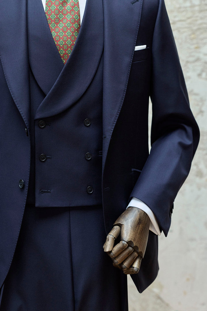 Navy Blue 3 Piece Suit with 10.5cm Peak Lapels