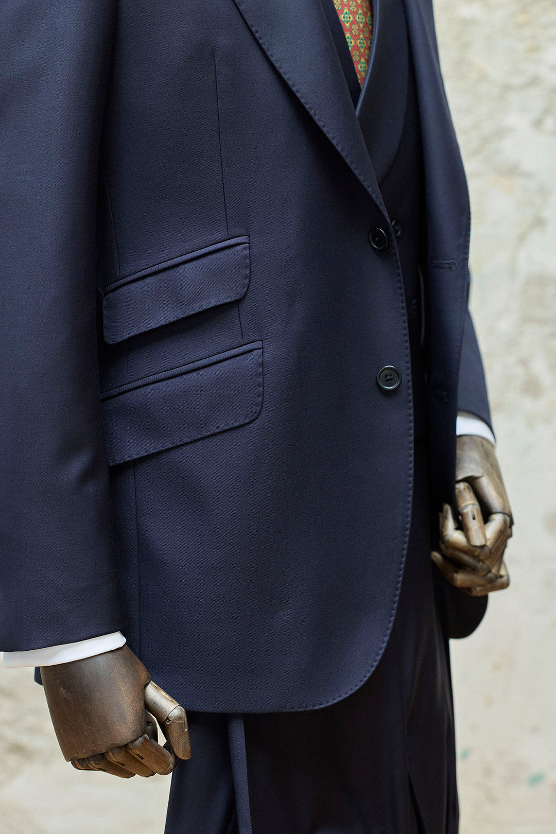 Navy Blue 3 Piece Suit with 10.5cm Peak Lapels