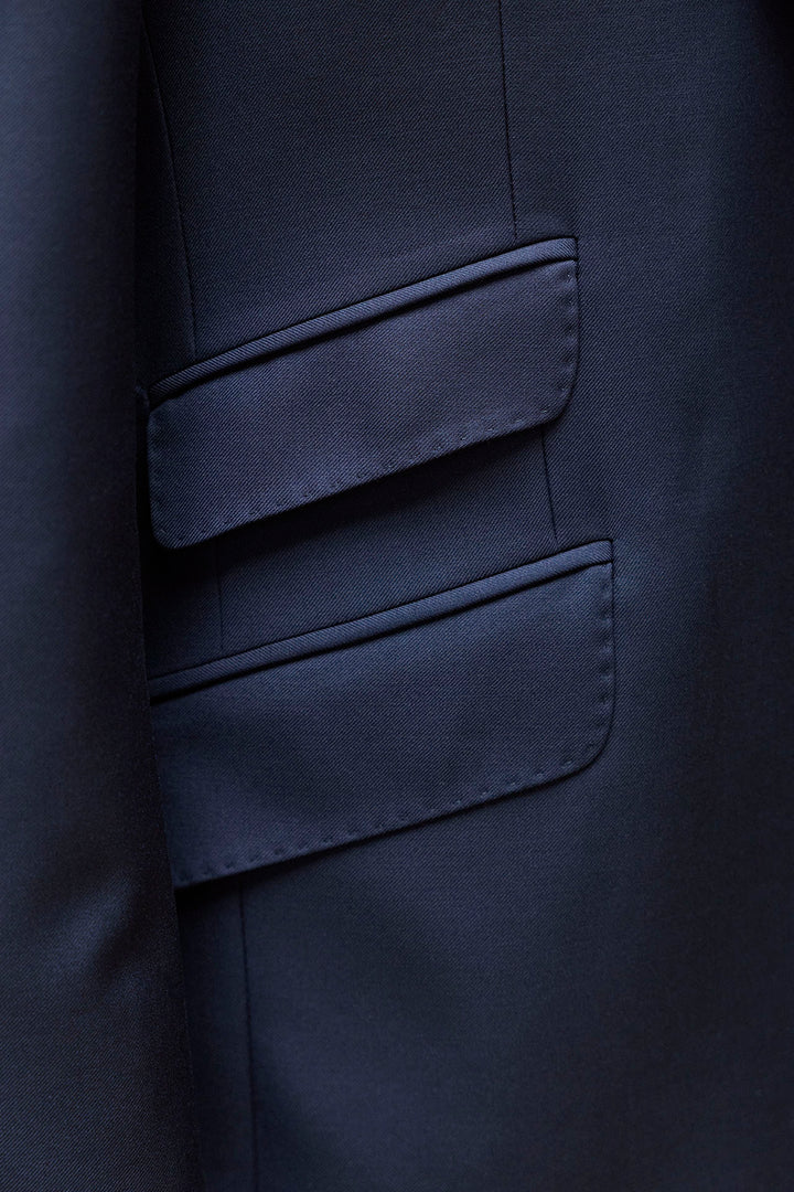 Navy Blue 3 Piece Suit with 10.5cm Peak Lapels