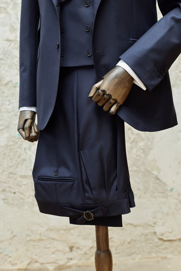 Navy Blue 3 Piece Suit with 10.5cm Peak Lapels