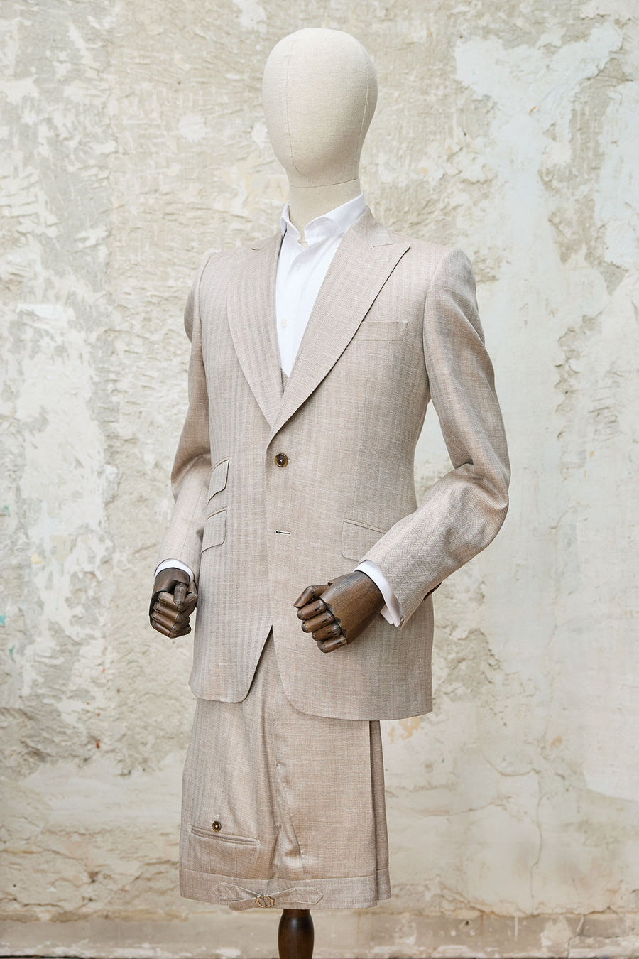 Traje MTM 3 Piezas 240g Espiga Beige