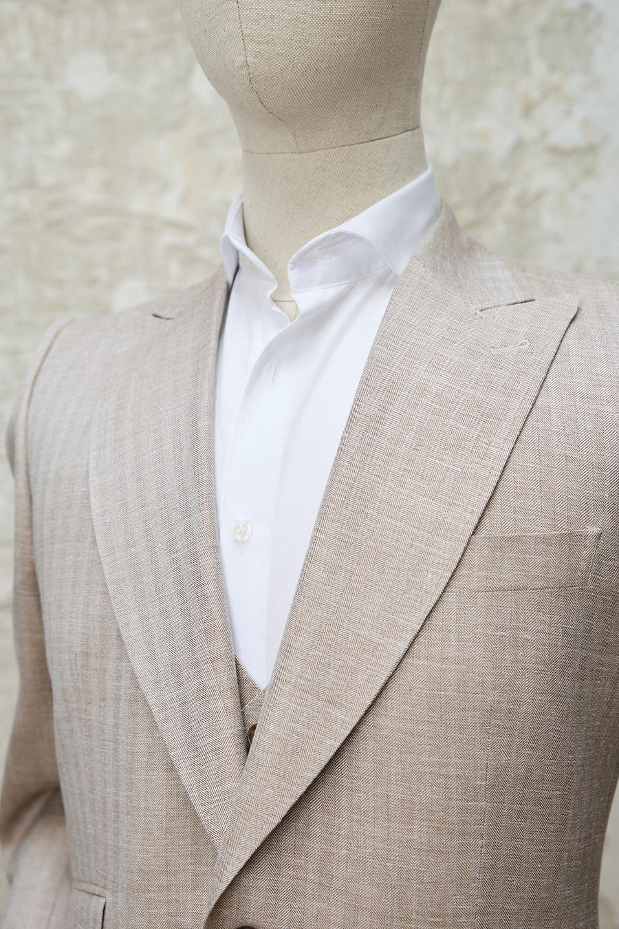 Terno MTM Loro Piana 3 pieces 240g beige fish spine