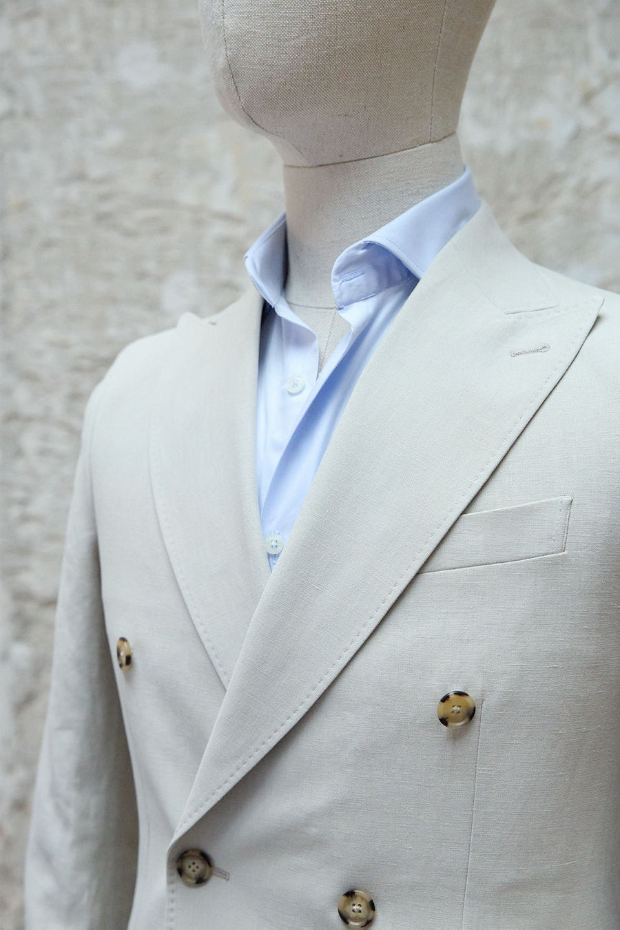 Solbiati beige linen MTM suit with double button