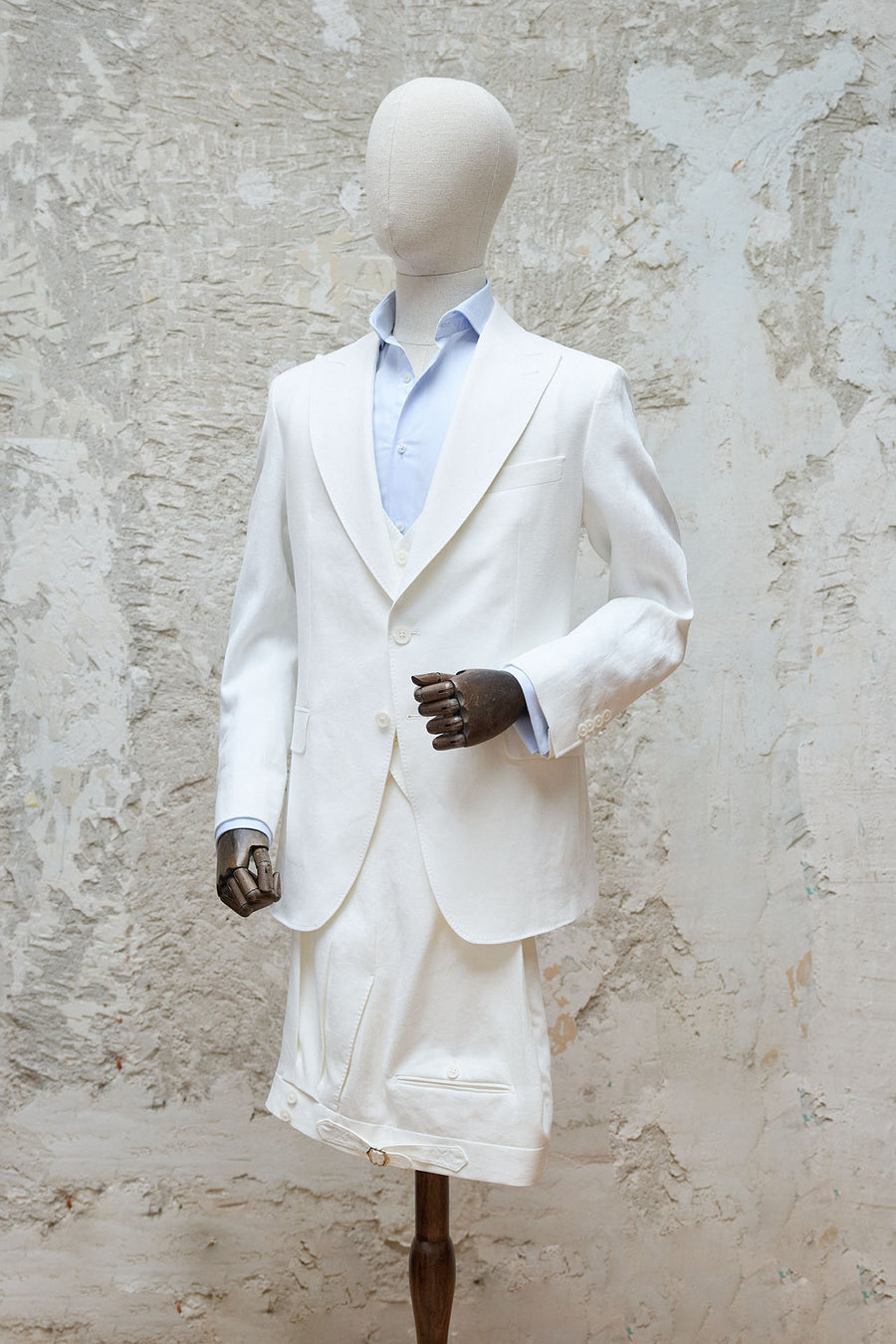 MTM 3-piece suit 100% white Solbiati linen