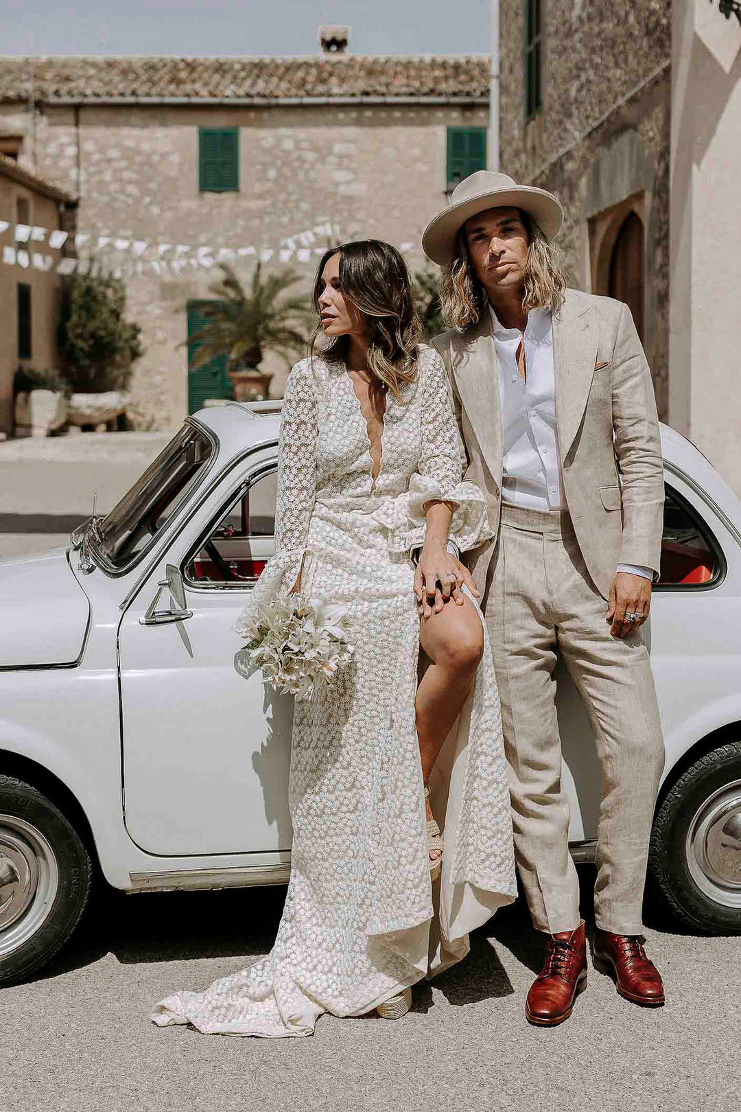 Sand Linen MTM Suit Spearhead Lapels 11cm - Main Image