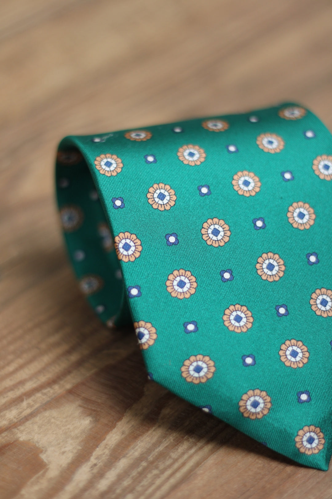 Corbata Ancha Para Hombre De 9 Cm – Estilo Retro Vintage Con Estampado Verde Militar, 100% Poliéster