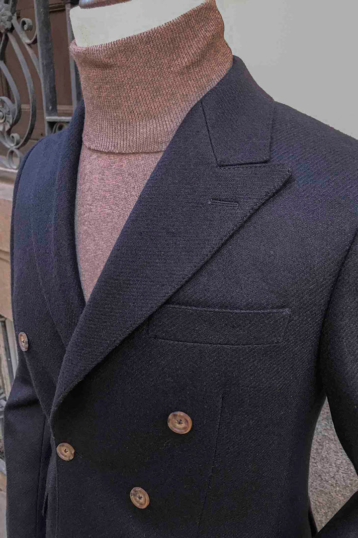 Navy Blue Double Breasted Blazer Horn Buttons