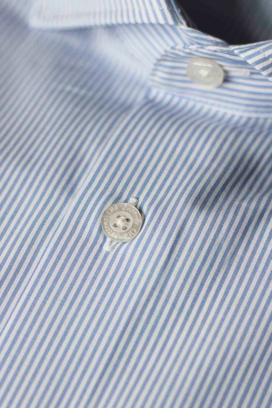 White and Light Blue Striped Dress Shirt WITHOUT Cufflinks