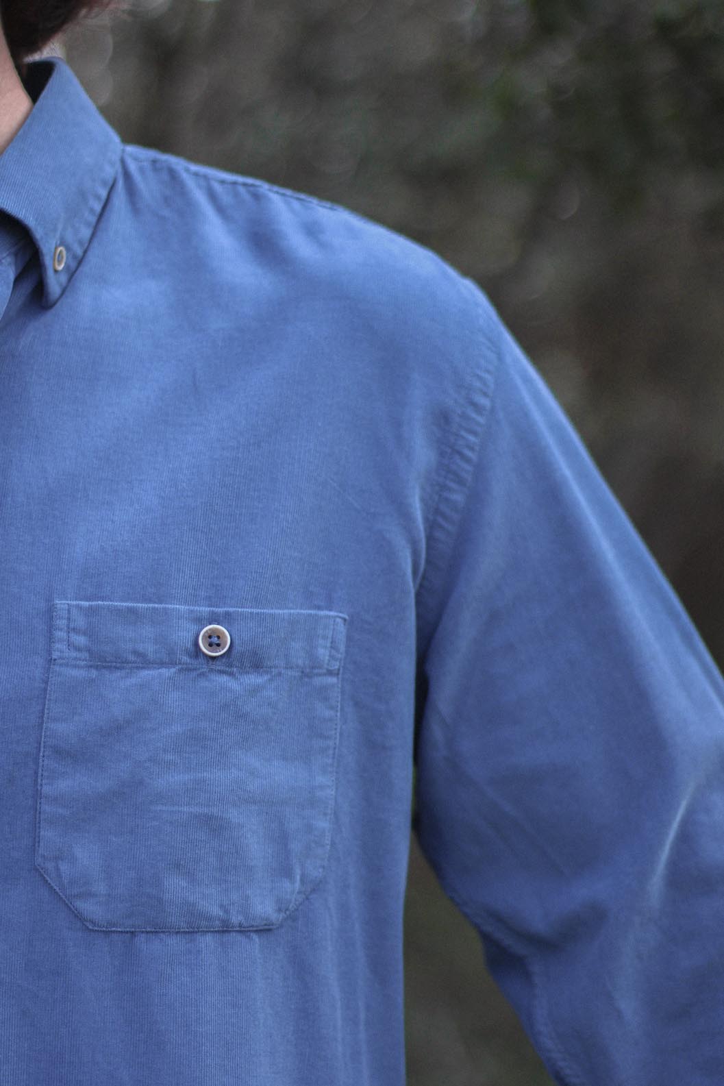 Cobalt Blue Pocket Microcorduroy Shirt