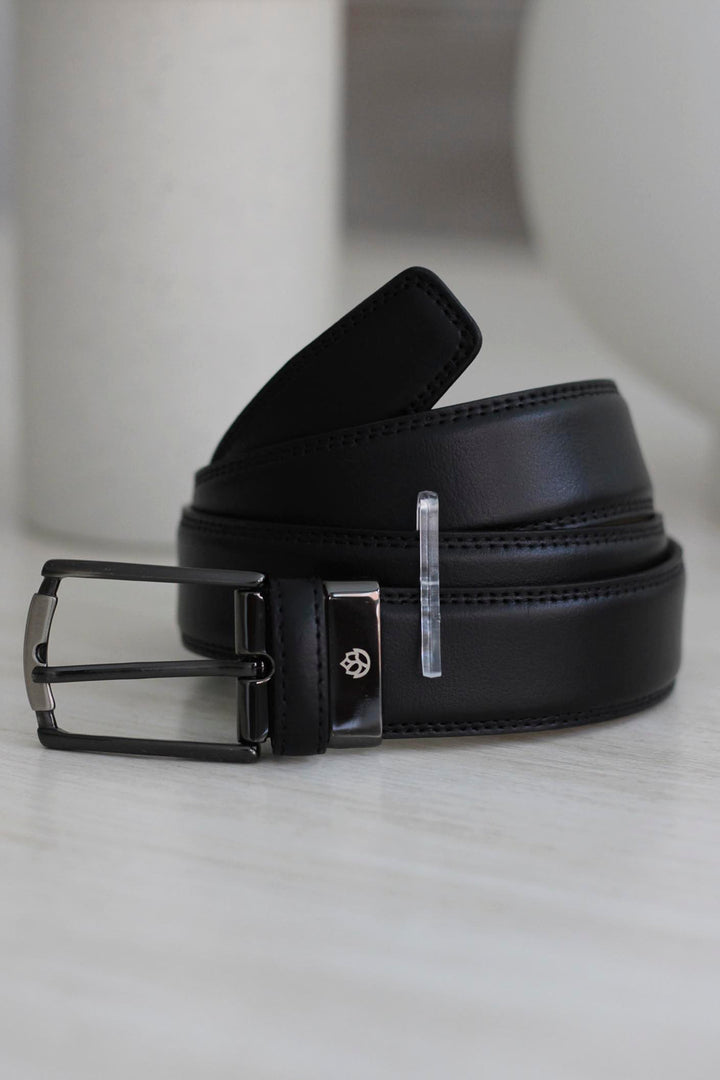 Black Leather Dress Belt Boxcalf Bovine