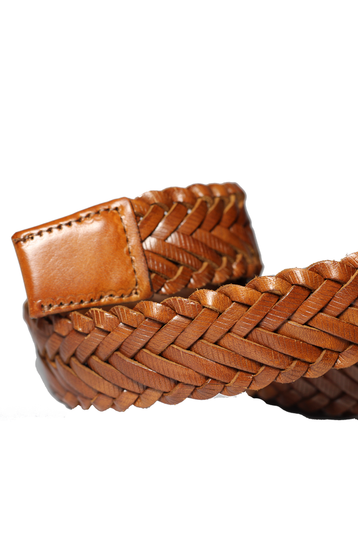 Braided Brown Fawn Leather Belt