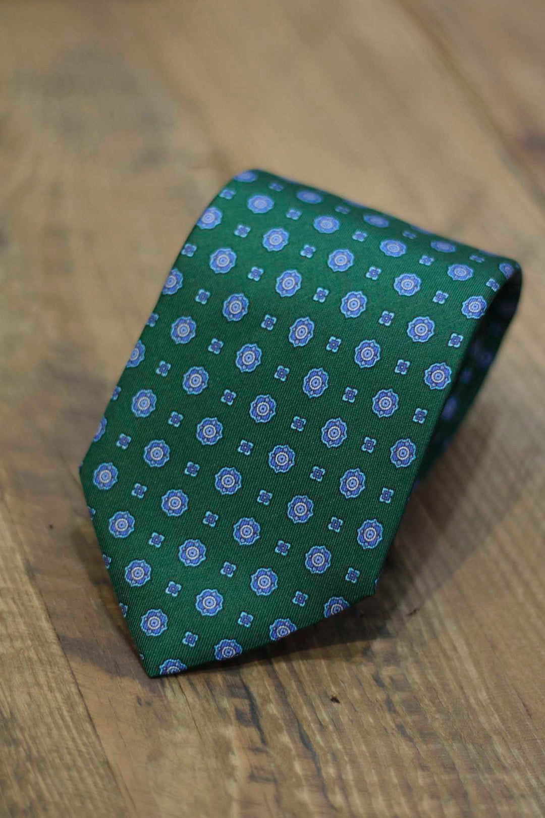 Napoli Green Silk Tie Light Blue Lintels