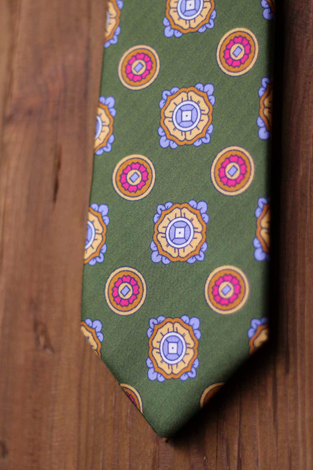 Grass Green Silk Tie Royal Shield