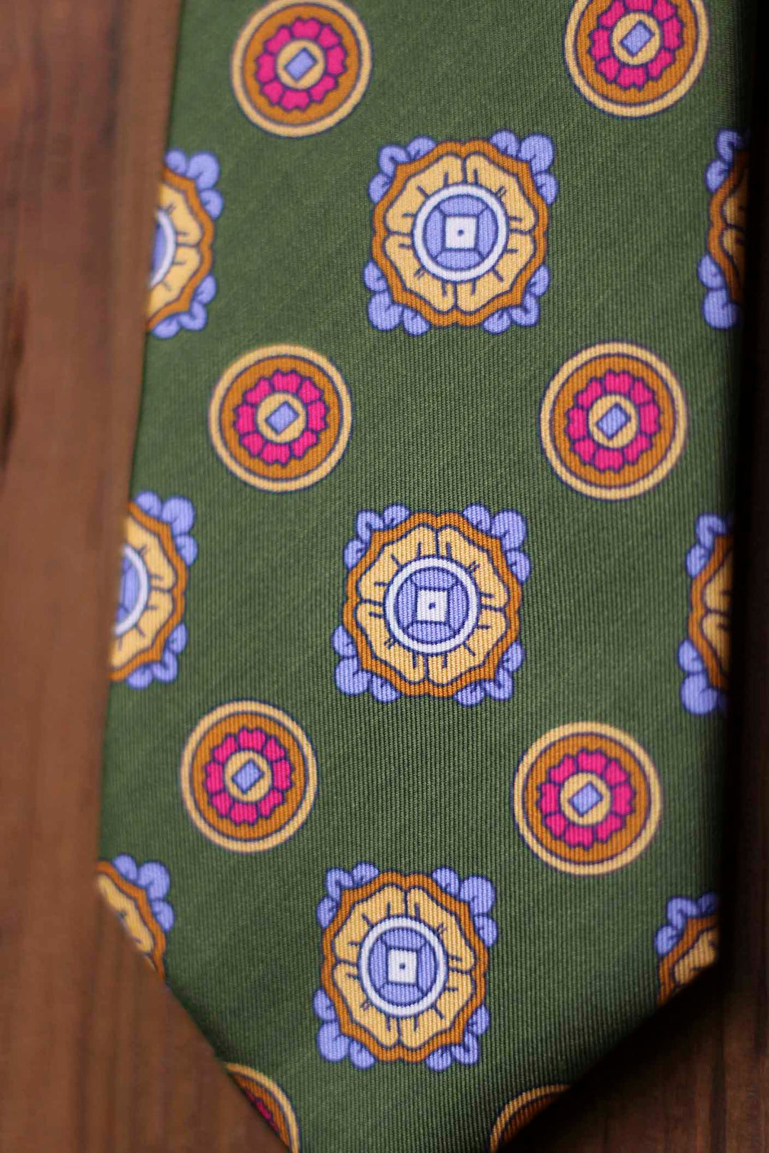 Grass Green Silk Tie Royal Shield