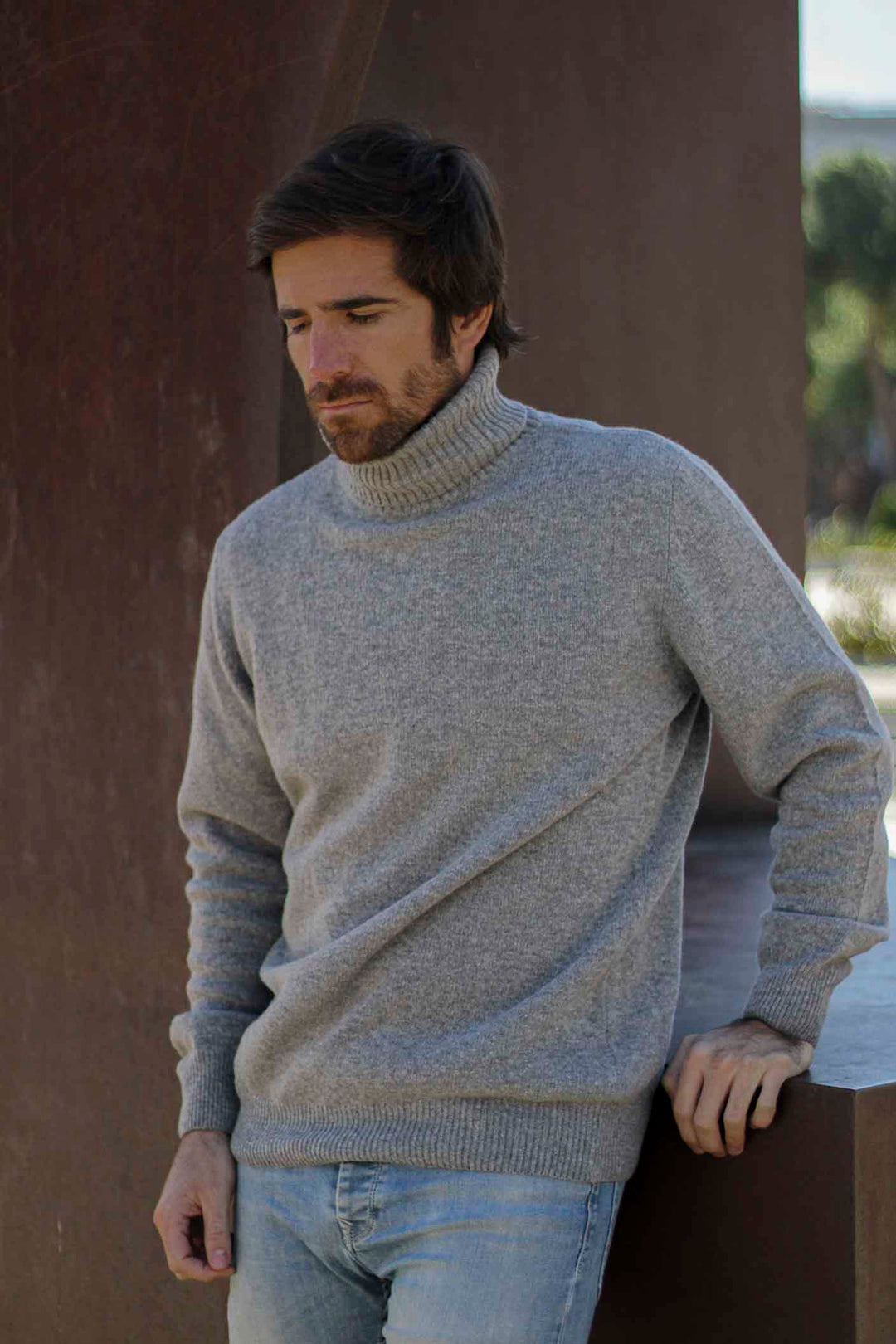 Ash Gray Lambswool Turtleneck Sweater