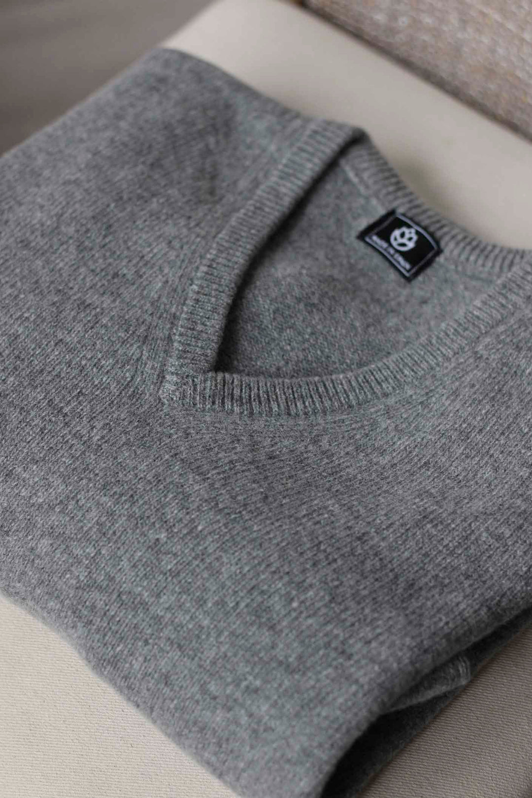 Gray Mink V-Neck Sweater