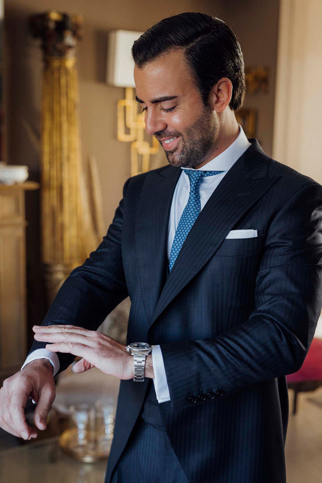 Chaque Camisa Azul Y Corbata Verde Corbata Chaque Con Camisa Azul