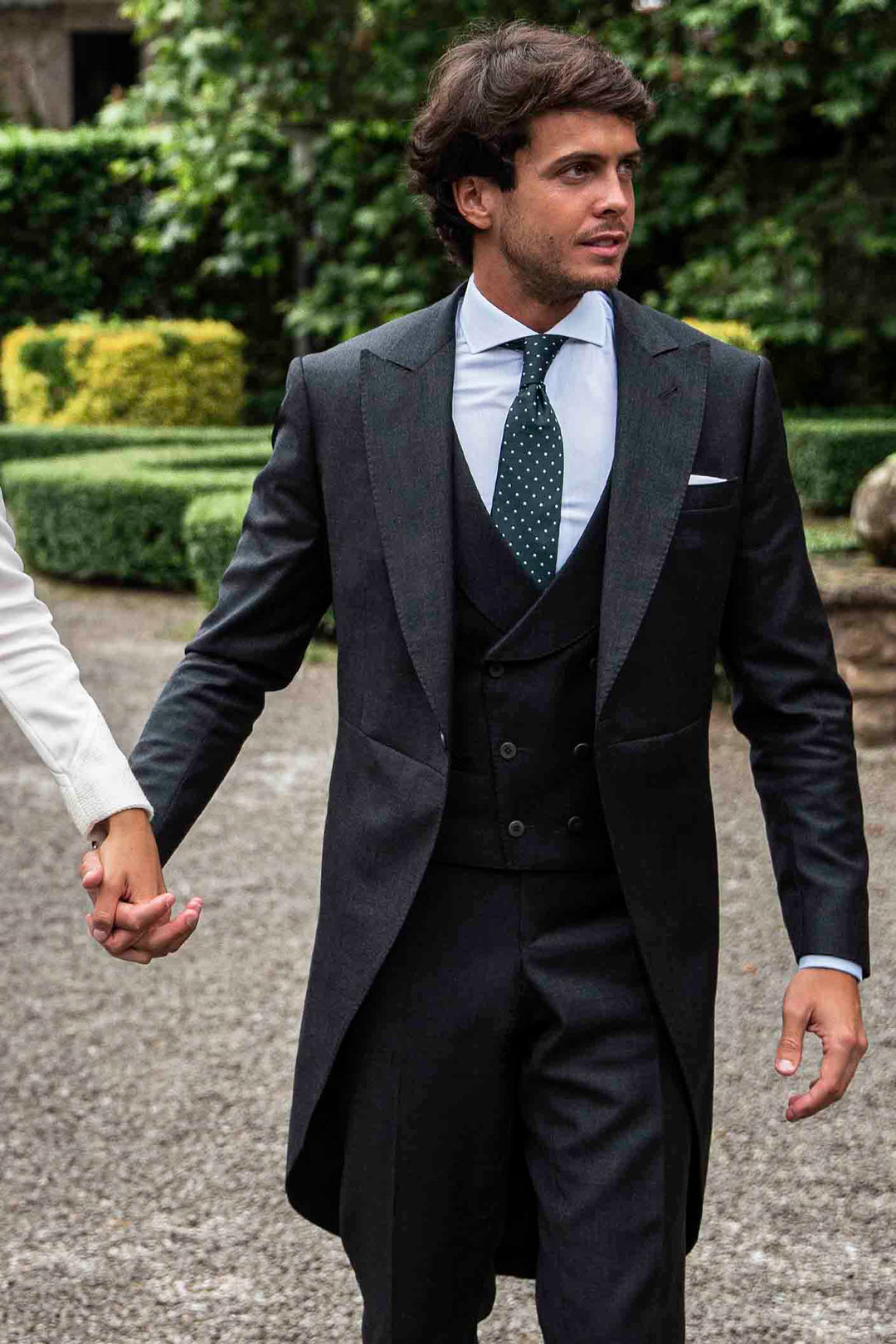 MTM Charcoal Gray 3-Piece Morning Suit with Double-Breasted Vest