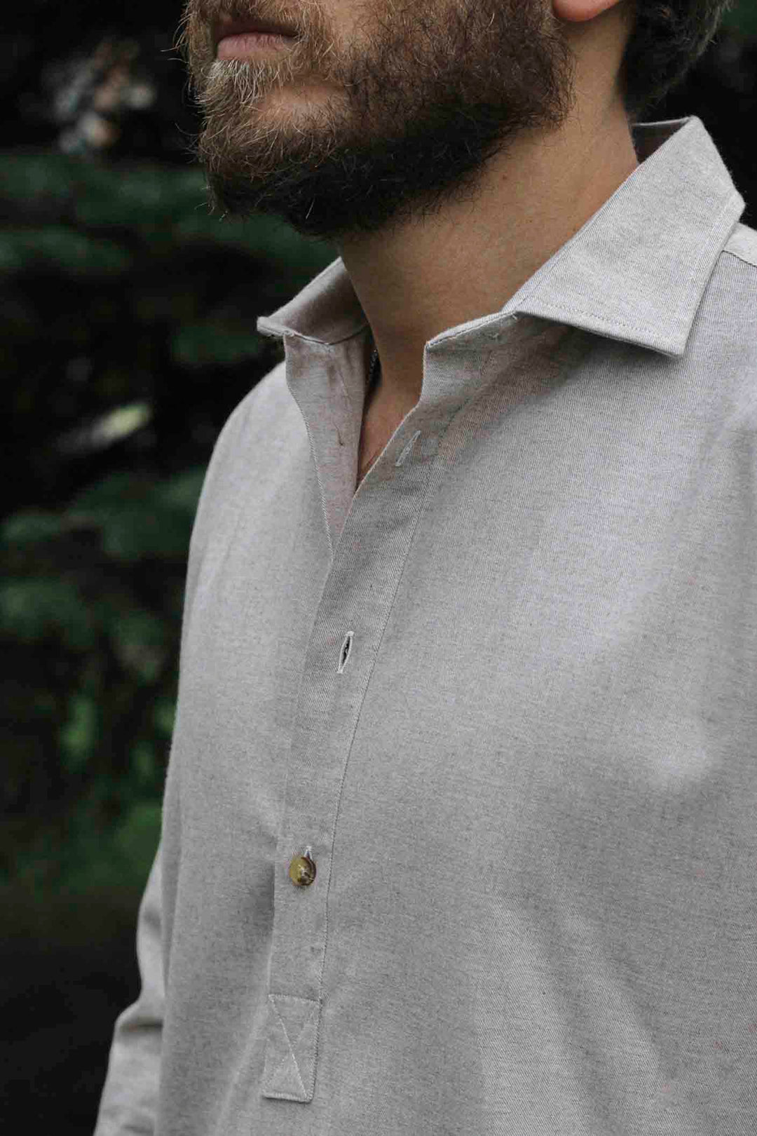 Sand Flannel T-shirt with Horn Buttons