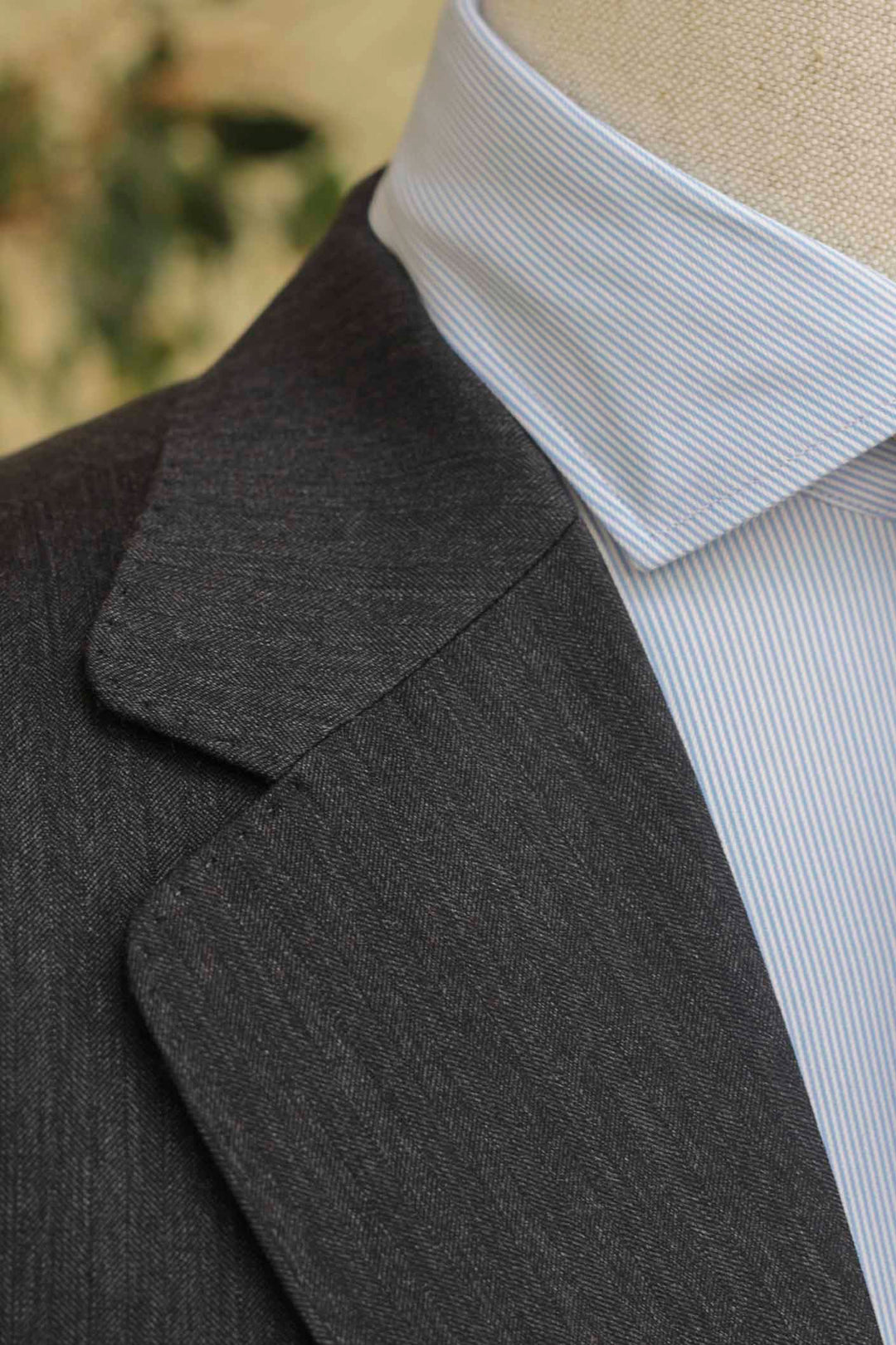 2 Piece Charcoal Gray Herringbone Suit