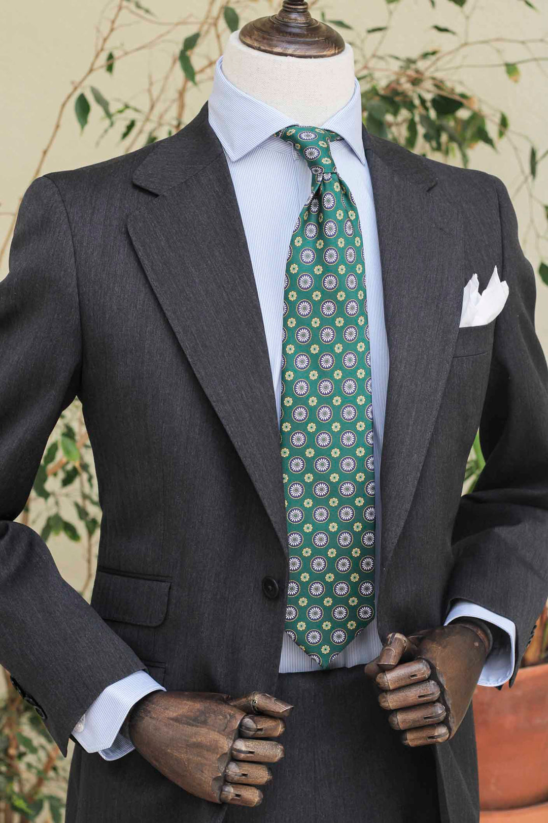 2 Piece Charcoal Gray Herringbone Suit