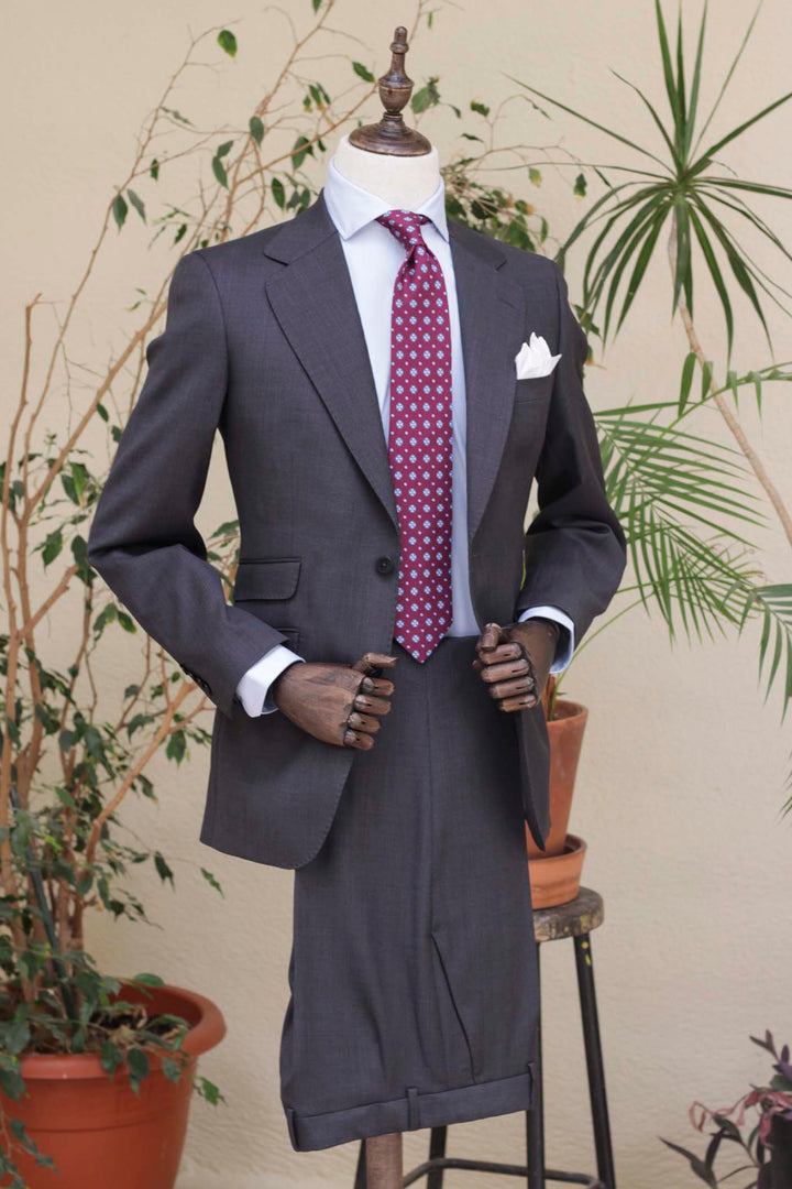 Medium Gray Birds Eye Suit 2 Pieces